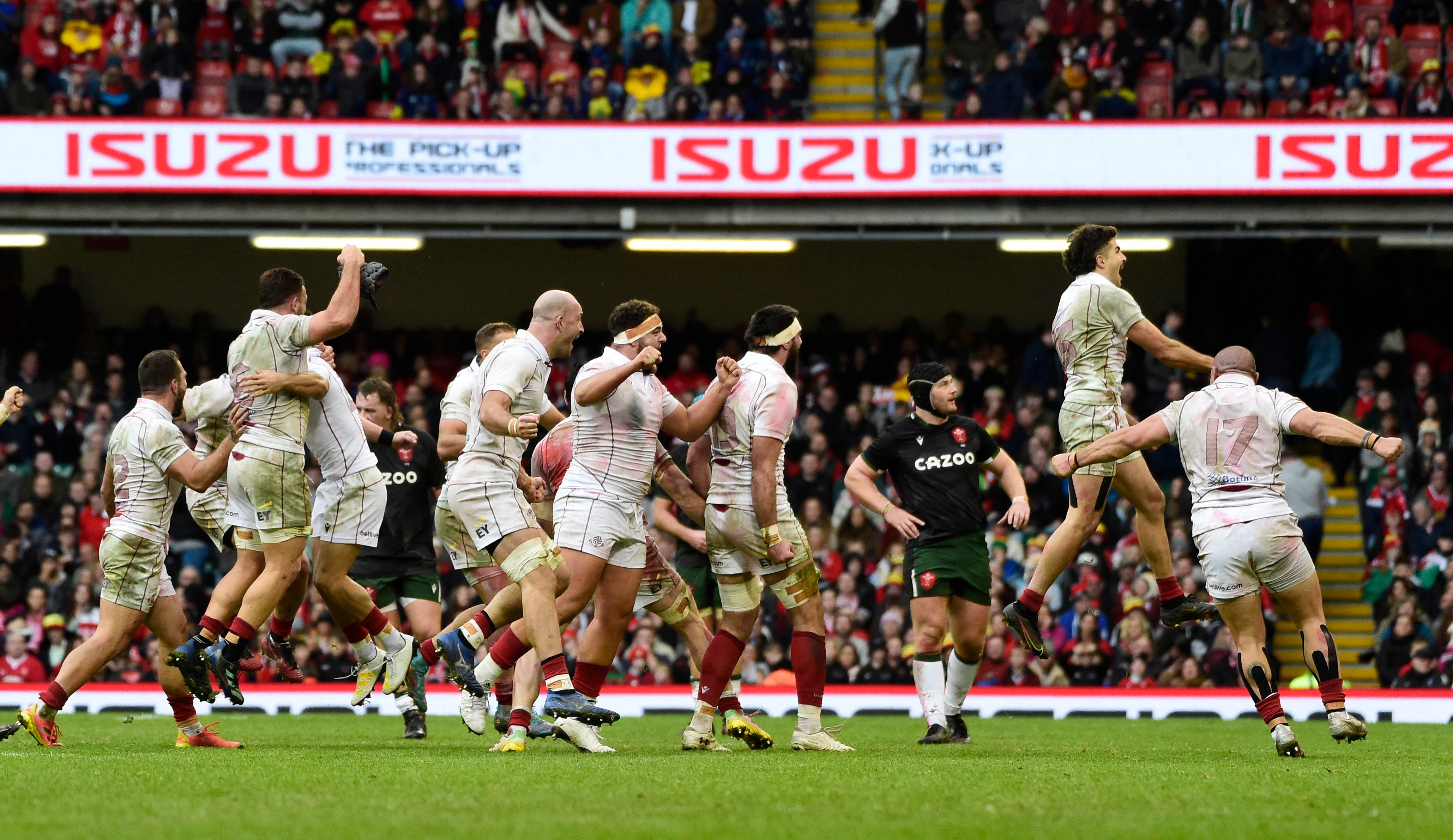 Georgia secured a famous win in Cardiff