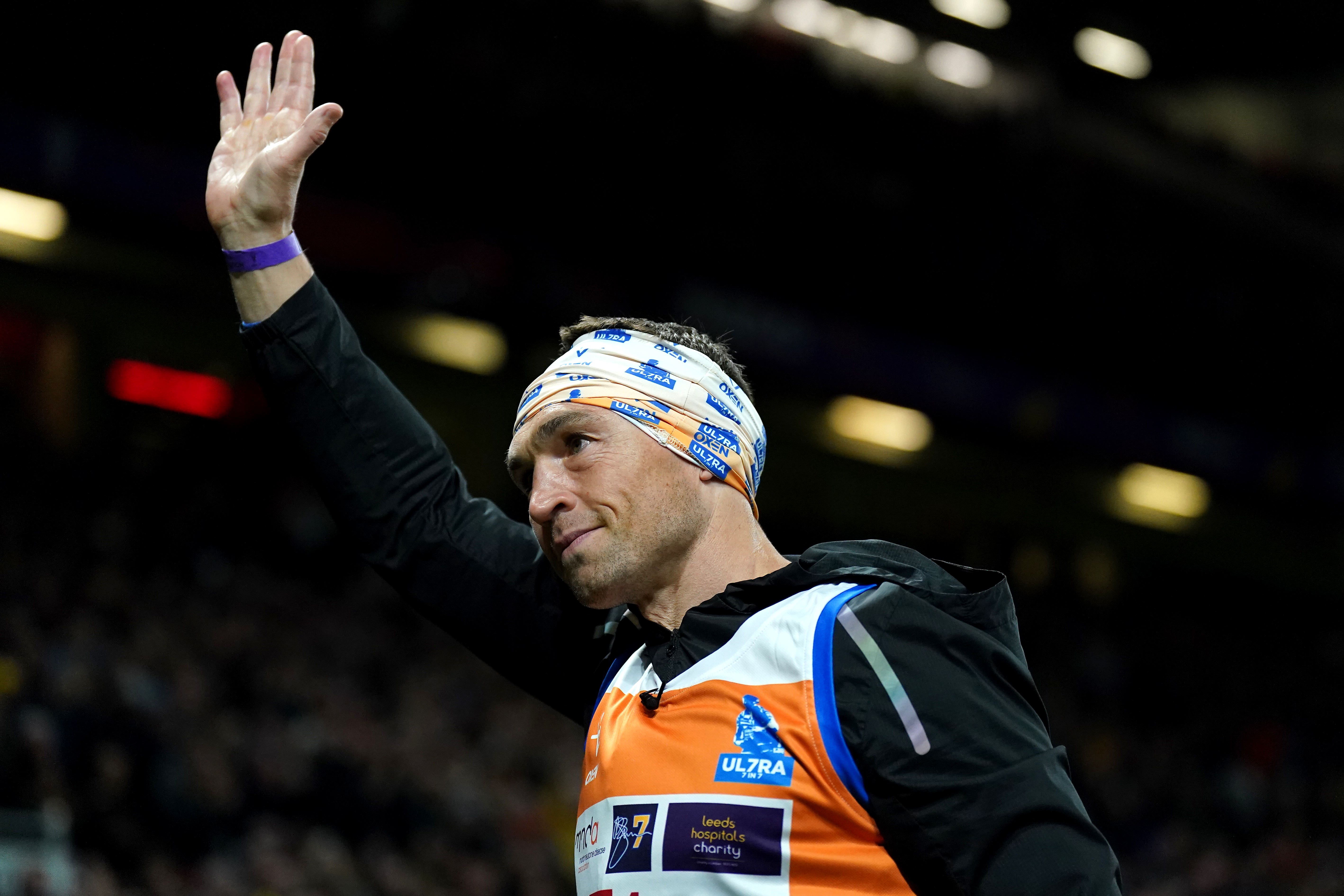 Kevin Sinfield applauds the crowd (Tim Goode/PA)
