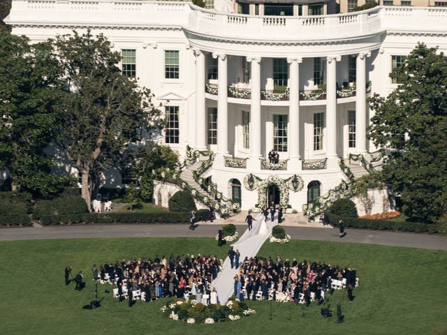 <p>President Joe Biden's granddaughter Naomi Biden and her fiance, Peter Neal, are married on the South Lawn of the White House in Washington, Saturday</p>