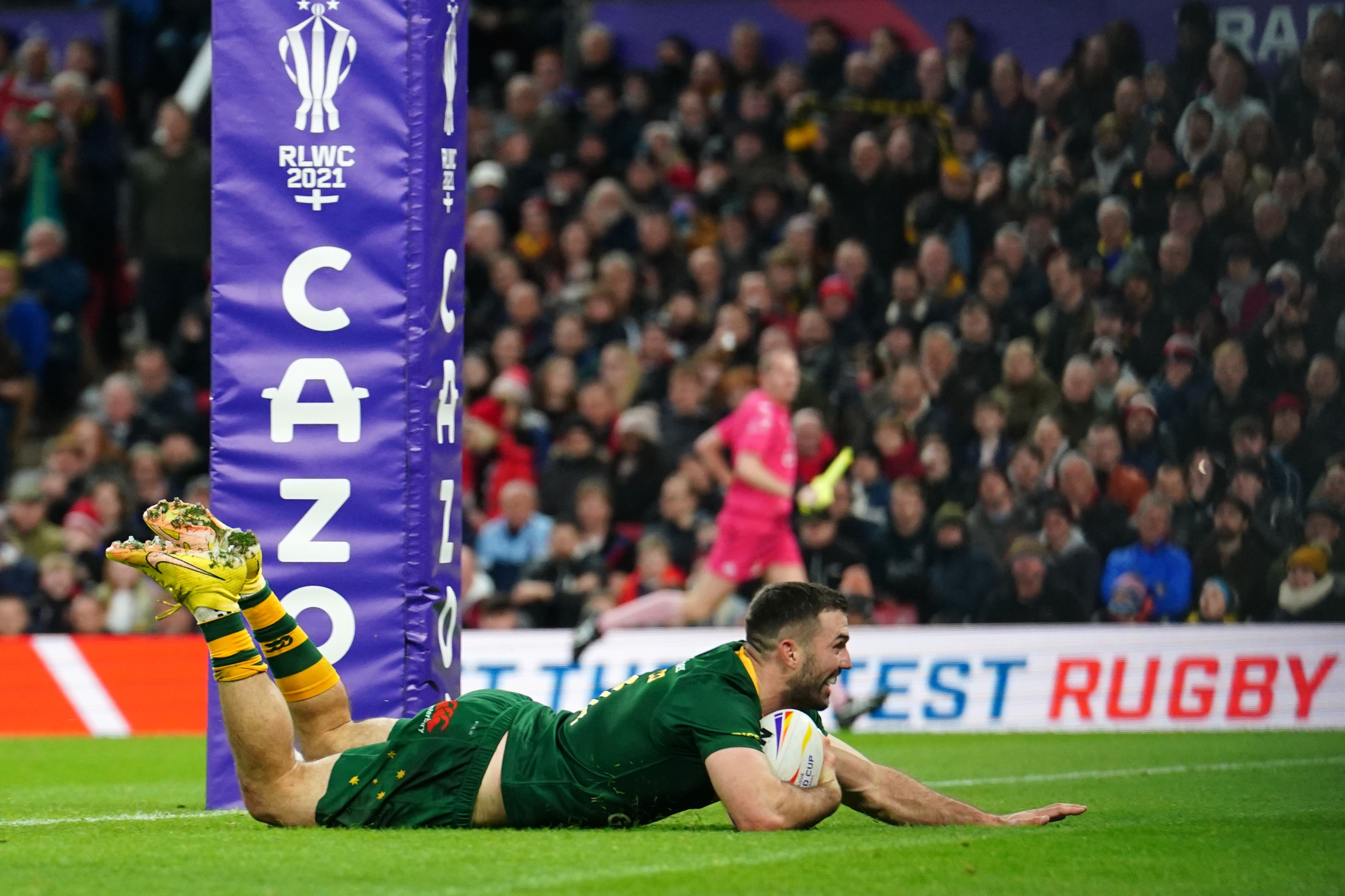 Tedesco scored two of Australia’s tries as they triumphed in Manchester