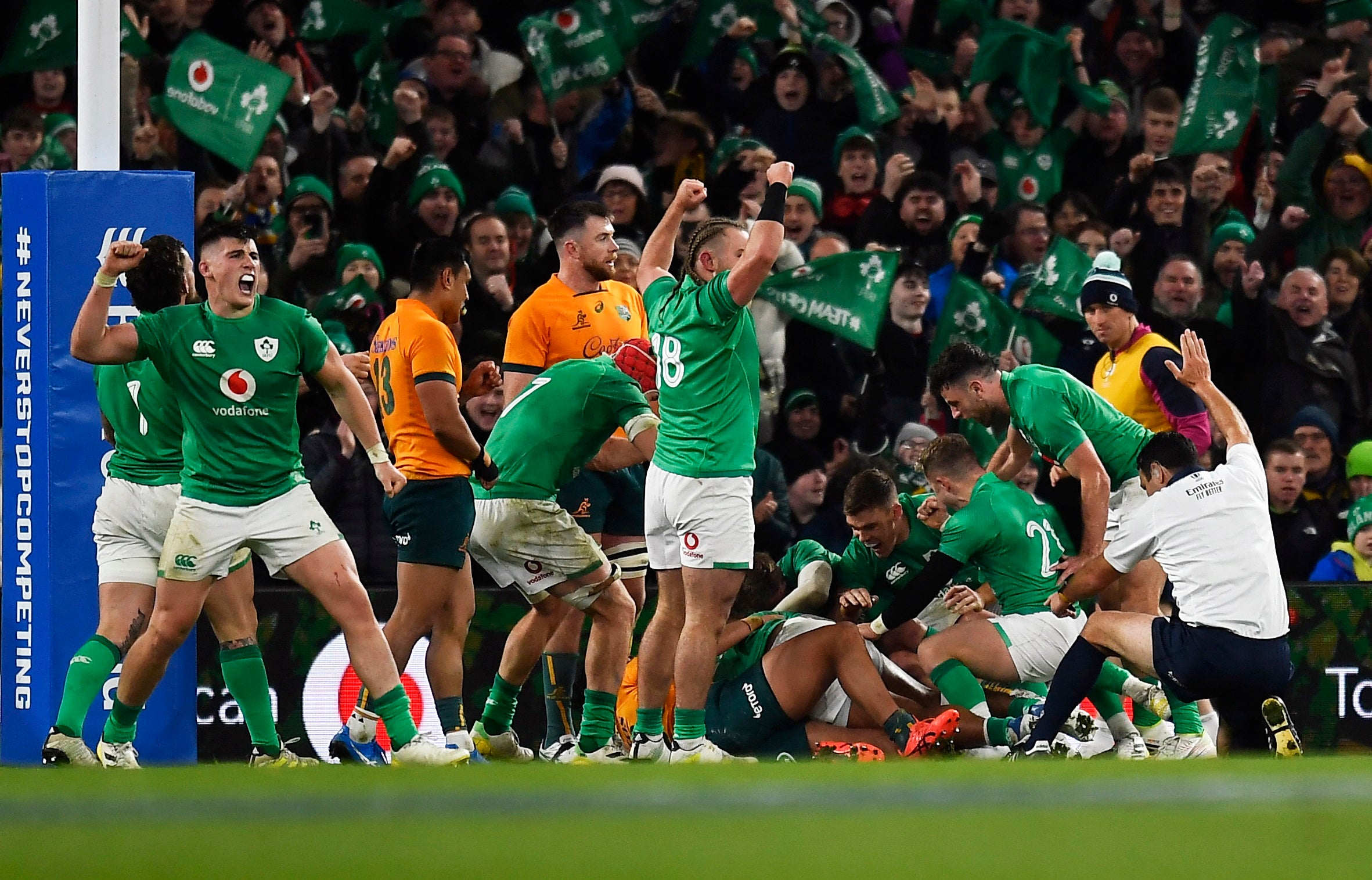 Ireland celebrated a hard-fought win over Australia