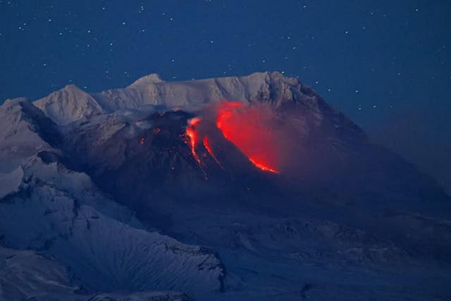 <p>Shiveluch volcano in Kamchatka, Russia is brewing for an eruption</p>
