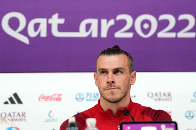Wales captain Gareth Bale speaking at a press conference before his side’s World Cup opener against the United States (Peter Byrne/PA)
