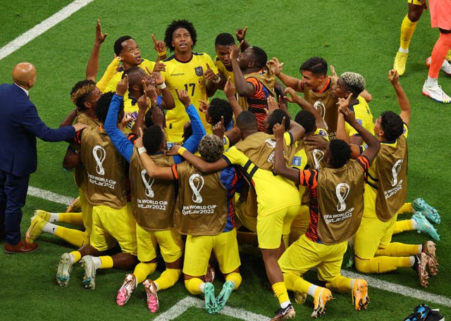 <p>Ecuador celebrate an opening win against hosts Qatar  </p>
