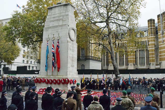 A general view of the annual Association of Jewish Ex-Servicemen and Women parade at the Cenotaph in Whitehall, London (Laila Bell/PA)