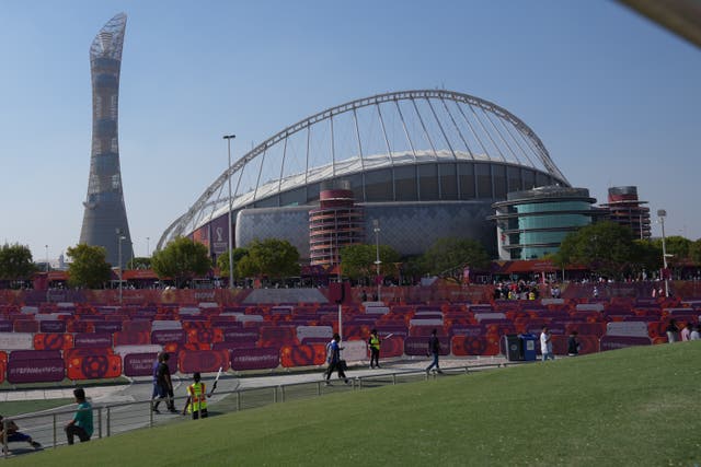 Doha’s Khalifa International Stadium is hosting England’s World Cup opener (Peter Byrne/PA).