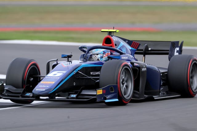 Logan Sargeant in Formula Two action at the British Grand Prix earlier this year (David Davies/PA)