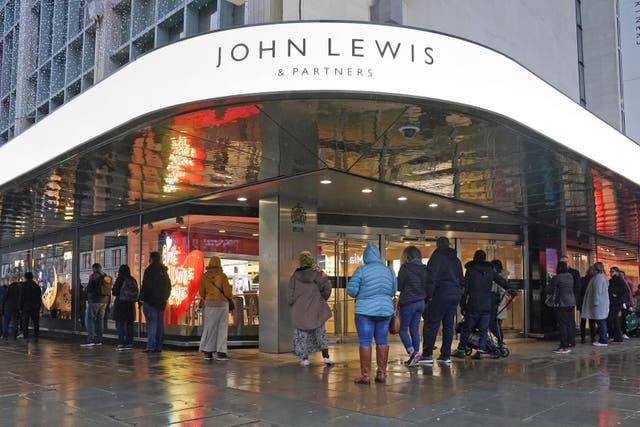The chair of the John Lewis Partnership has said that consumers are starting to budget and are more conscious of spending, despite being eager to celebrate the first ‘normal’ Christmas in three years (Jonathan Brady/PA)