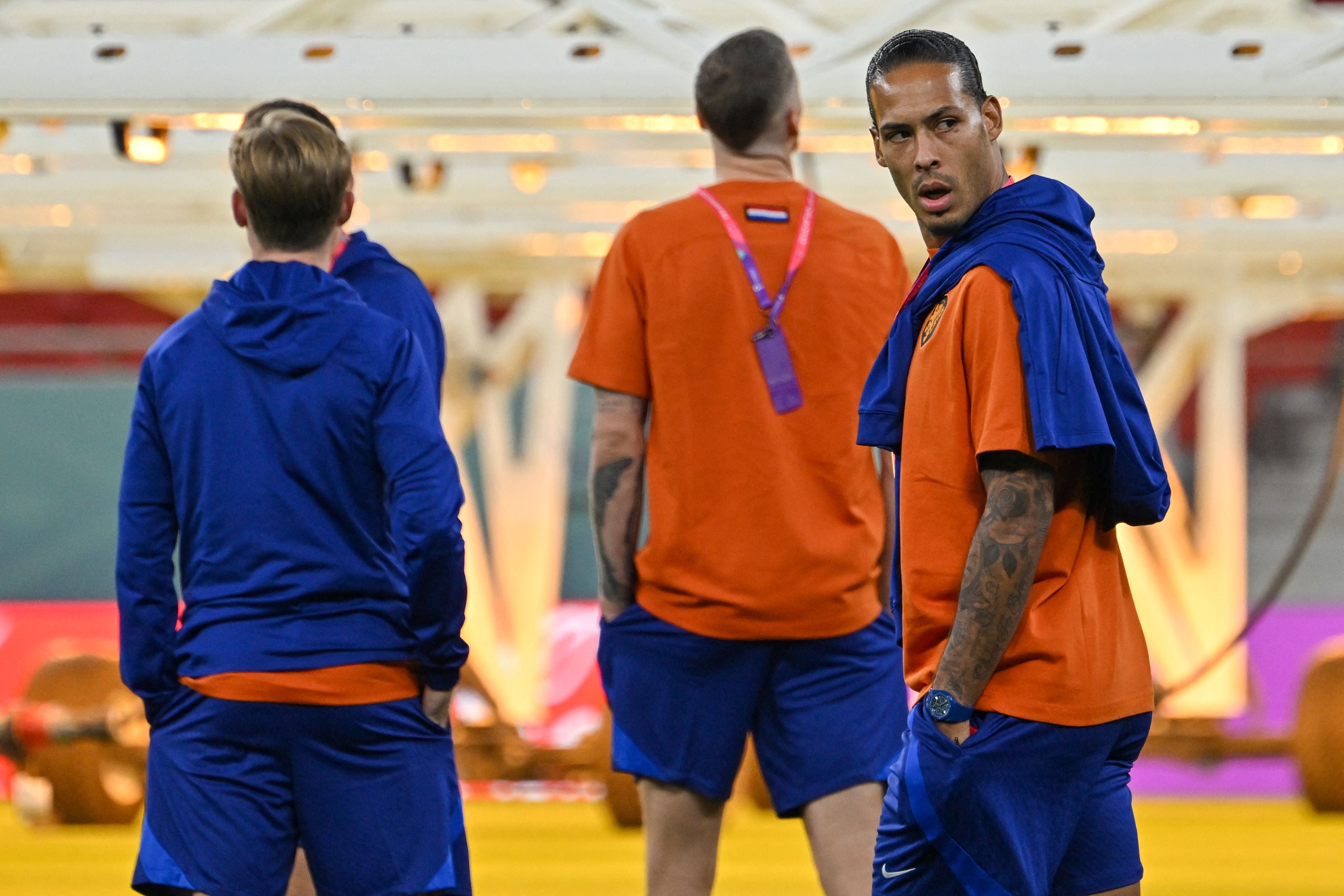 Liverpool defender Virgil van Dijk (right) starts for the Netherlands