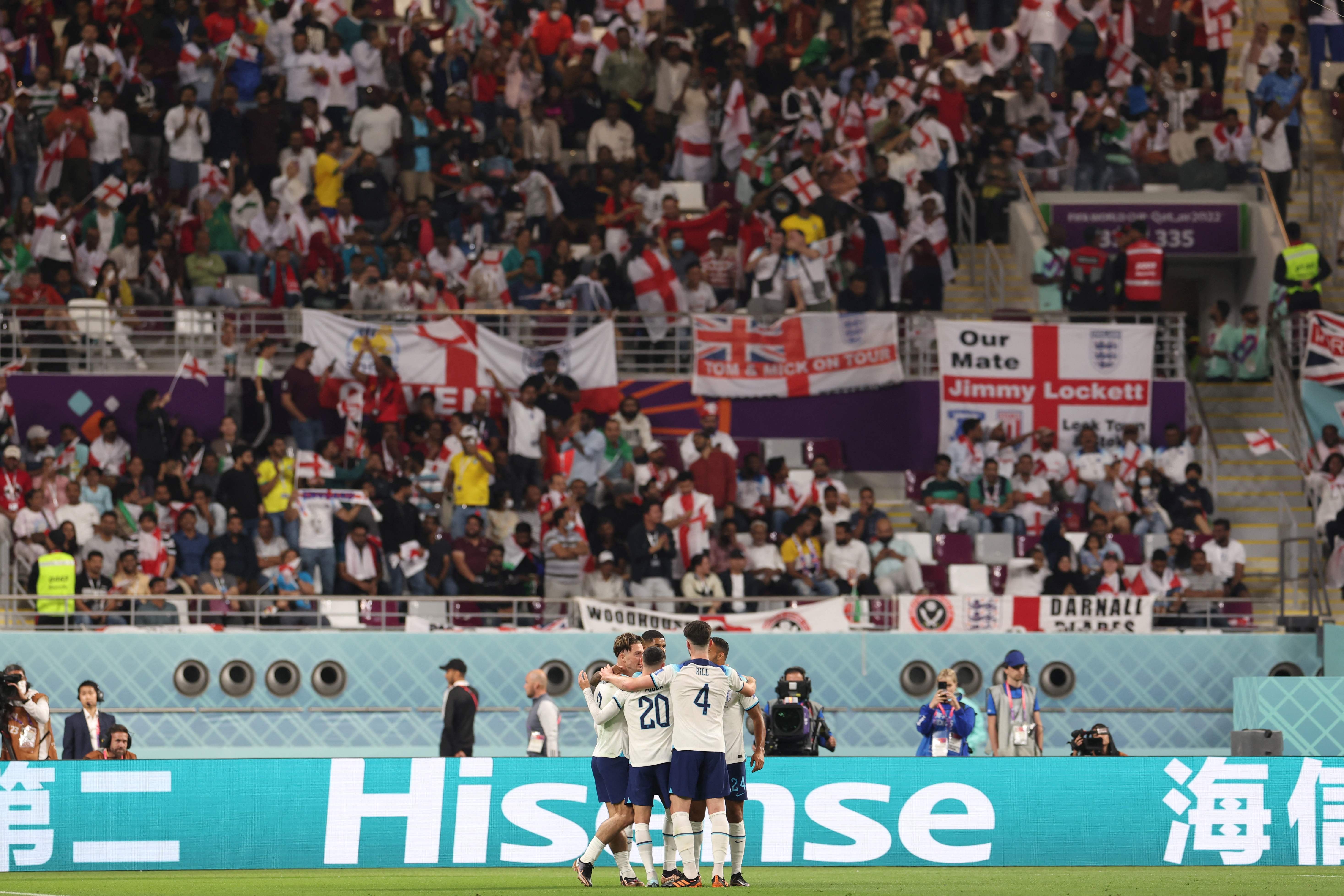 England players celebrate in front of their fans