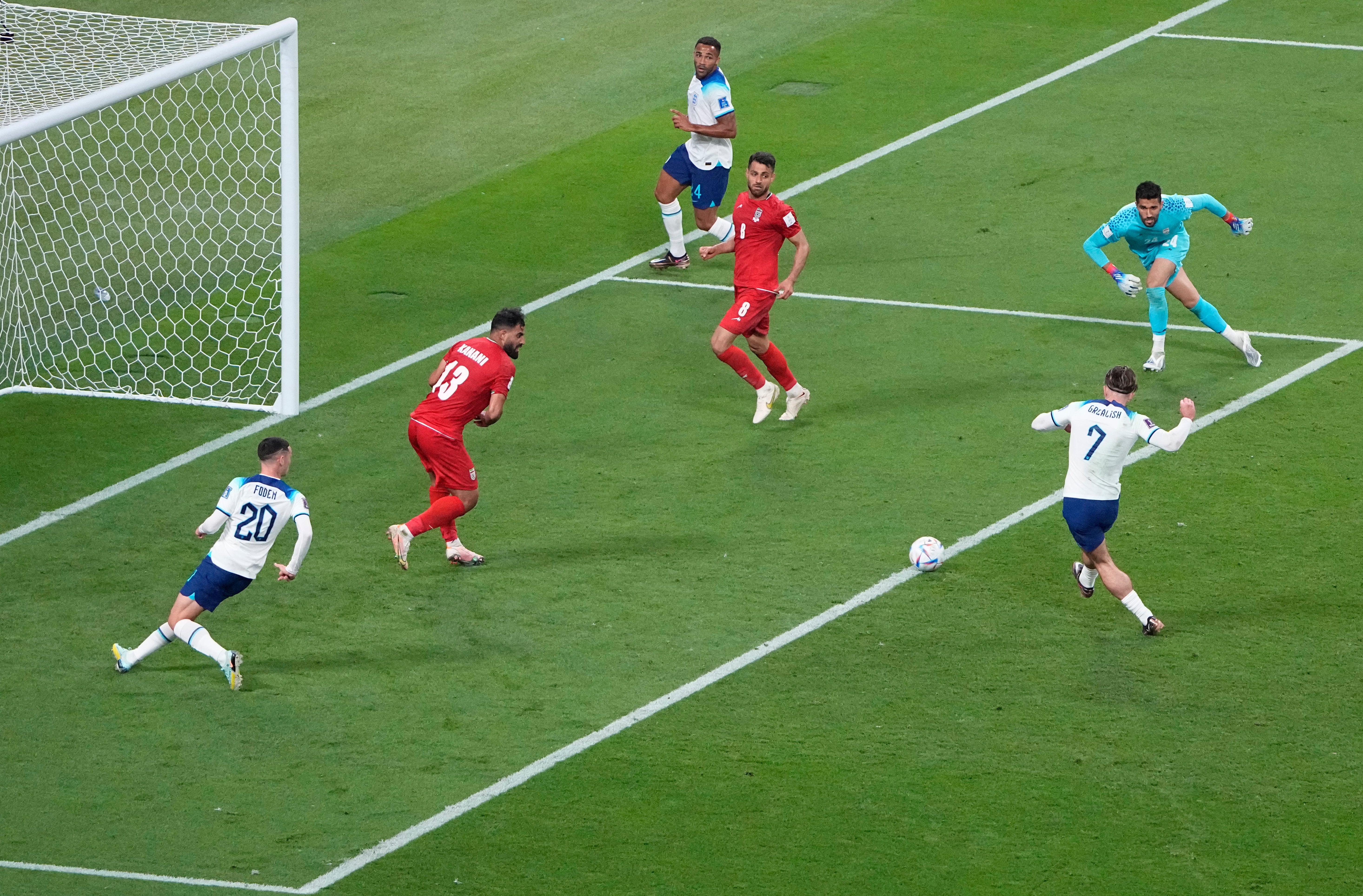 Grealish scoring at the Khalifa International Stadium