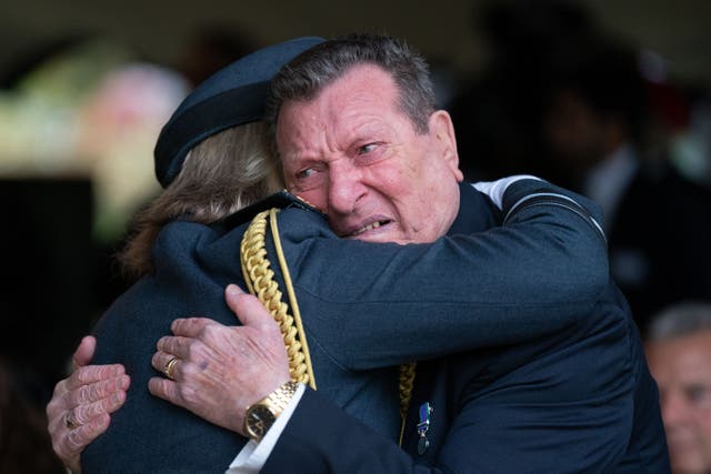 Atom bomb test veteran Eric Barton reacts after Prime Minister Rishi Sunak announced nuclear testing veterans will receive a medal recognising their service (Joe Giddens/PA)