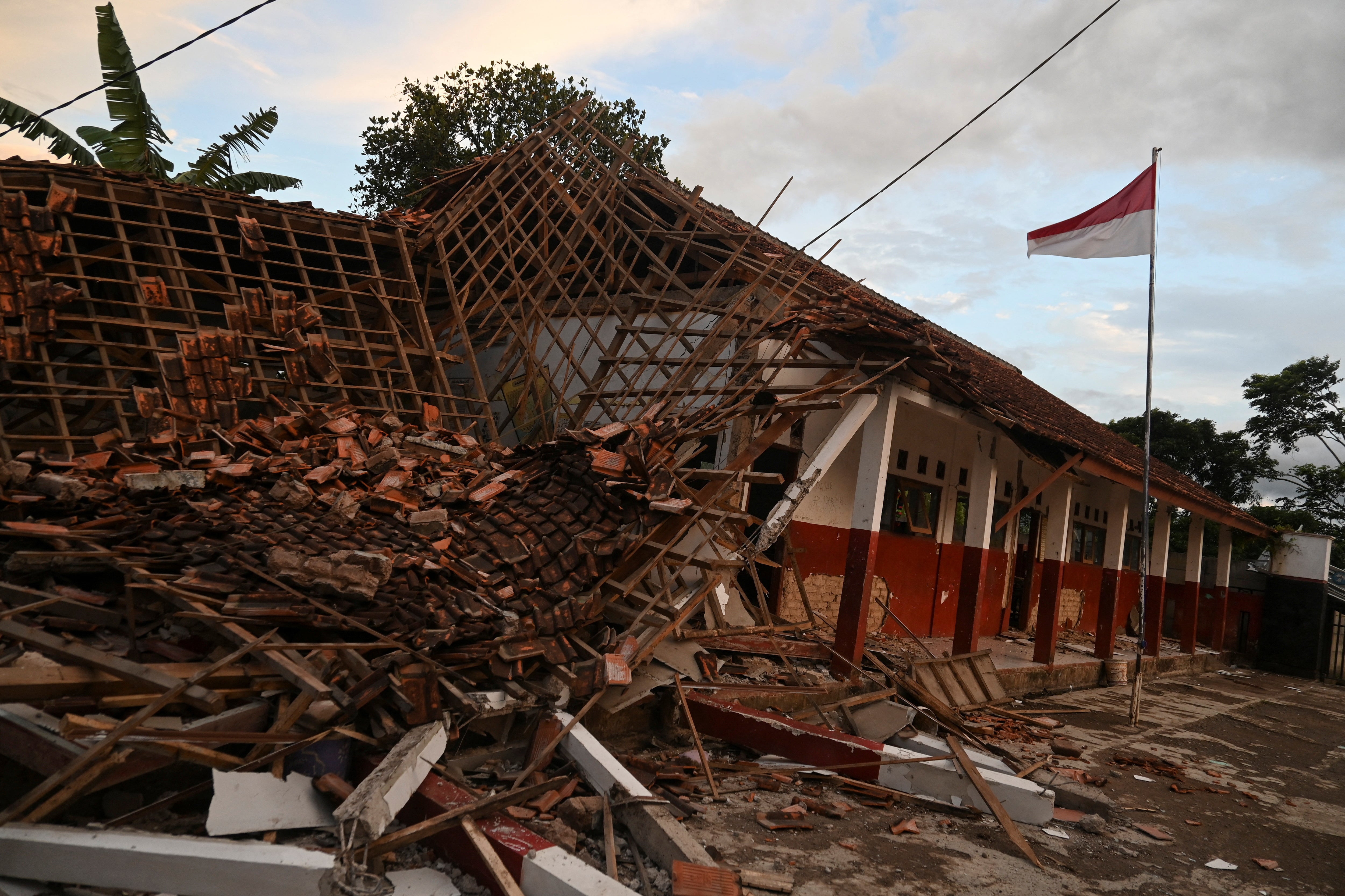 A collapsed school in Cianjur after the earthquake