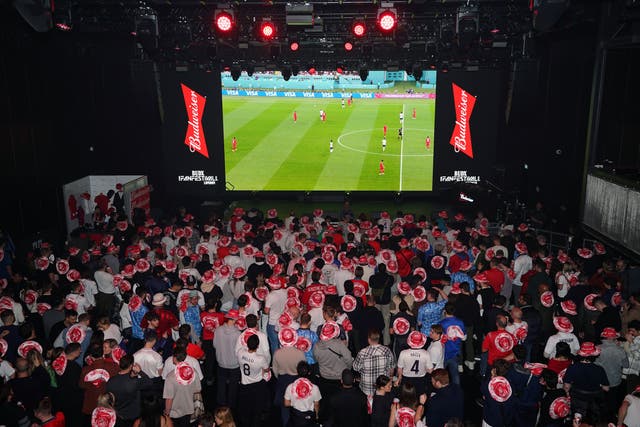 England fans at the Budweiser Fan Festival London at Outernet (Zac Goodwin/PA)