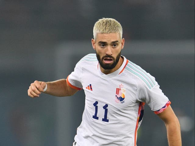 <p>Carrasco Yannick sporting Belgium’s white away shirt</p>