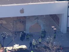 Apple store crash - live: One dead and many injured after car plows into store outside Boston