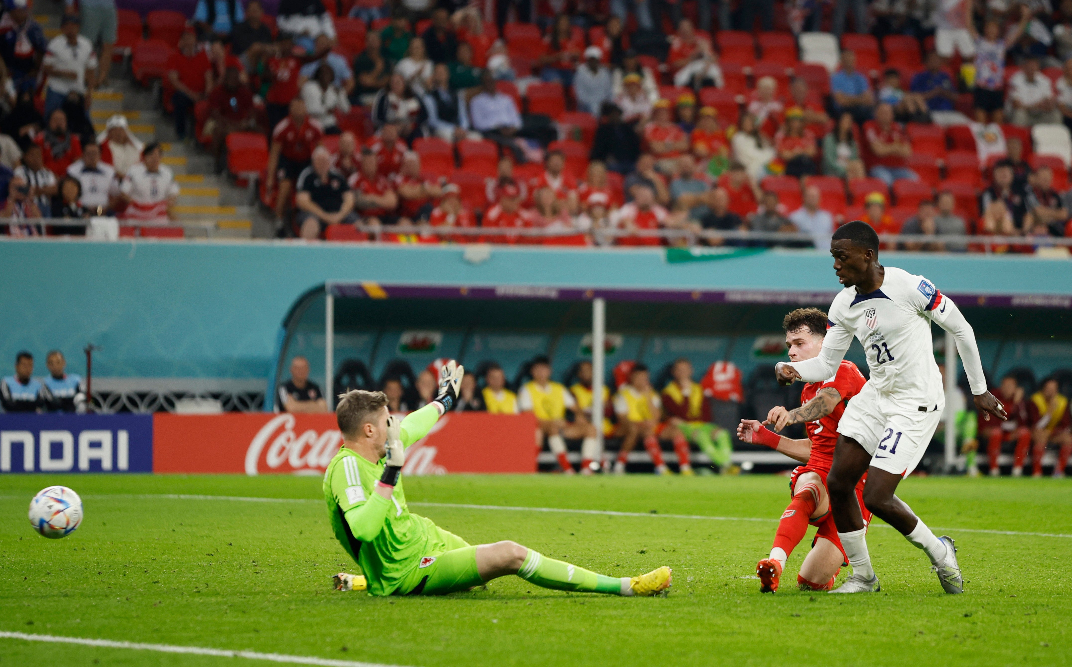Timothy Weah strikes for USA to open scoring against Wales