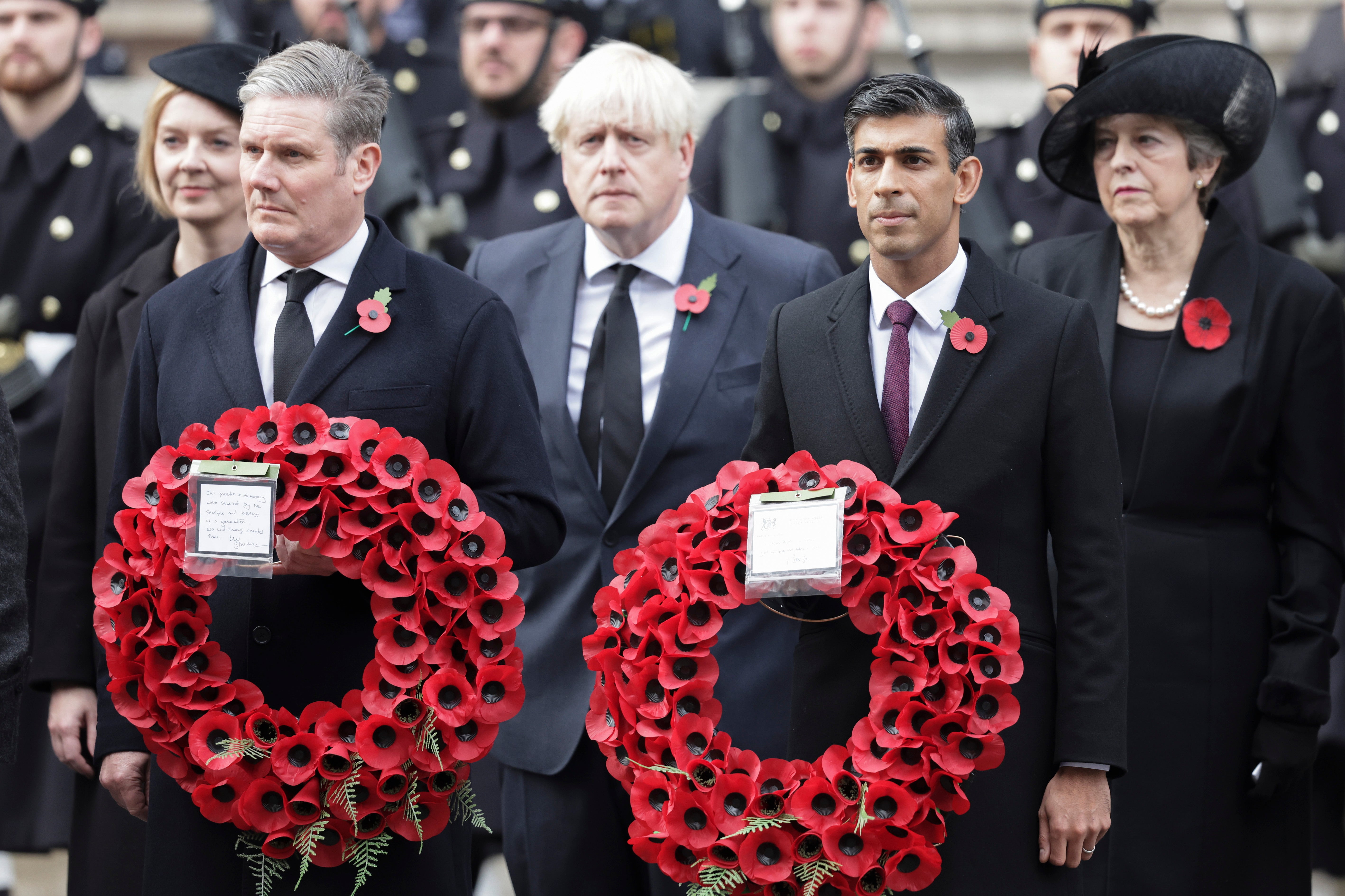 <p>Prime minister Rishi Sunak and Labour leader Keir Starmer at last year’s National Service Of Remembrance at The Cenotaph on Remembrance Sunday</p>