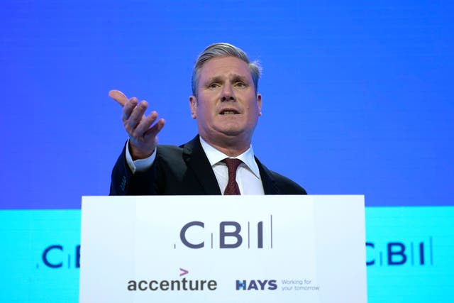<p>Sir Keir Starmer at the CBI’s annual conference</p>