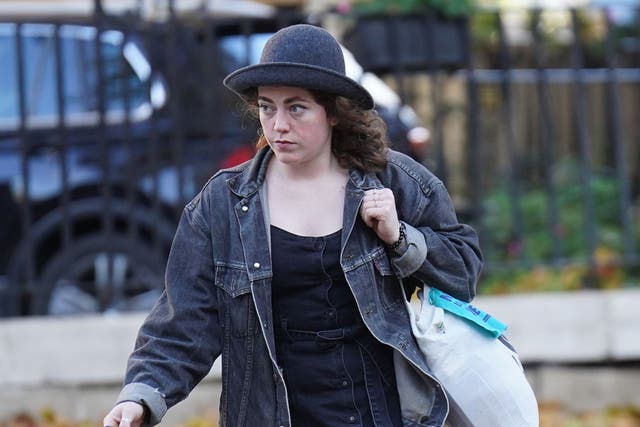 Just Stop Oil protester Emily Brocklebank arrives at Westminster Magistrates’ Court (James Manning/PA)