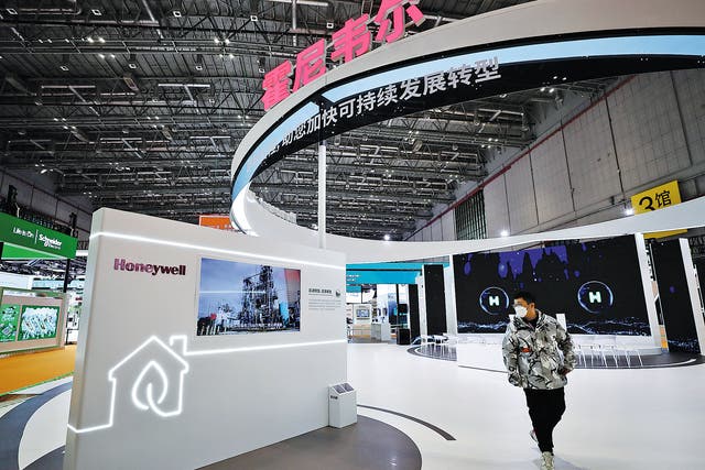 <p>The booth of US industrial company Honeywell at the fifth China International Import Expo in Shanghai</p>