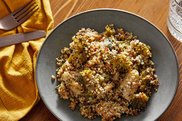 <p>Take chicken, quinoa and broccoli and marry them in a creamy, rosemary-infused parmesan sauce </p>