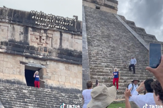 Tourist mobbed by onlookers after climbing ancient Mayan pyramid in Mexico