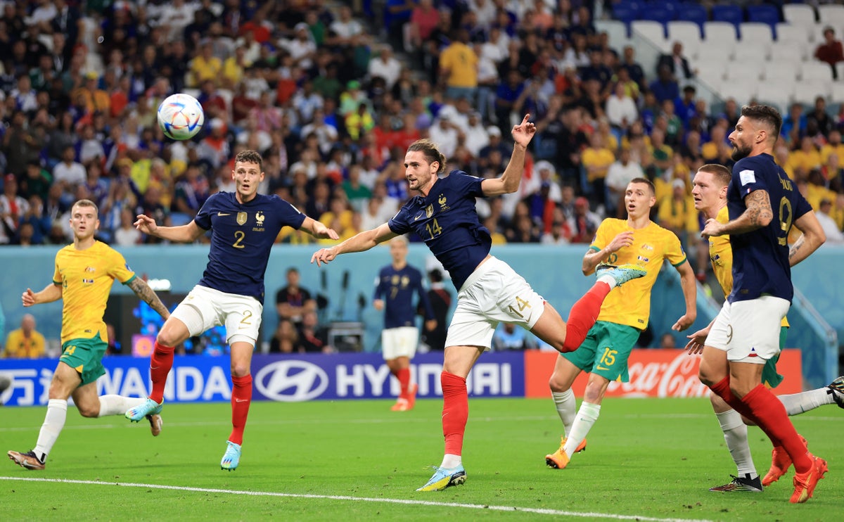 World Cup 2022 LIVE: France vs Australia latest score and goal updates from Group D game in Qatar as Adrien Rabiot equalises after shock Craig Goodwin opener