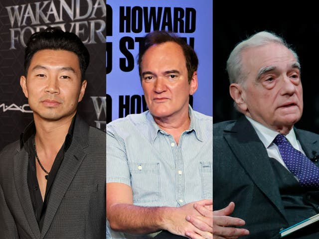 <p>Simu Liu, Quentin Tarantino and Martin Scorsese</p>