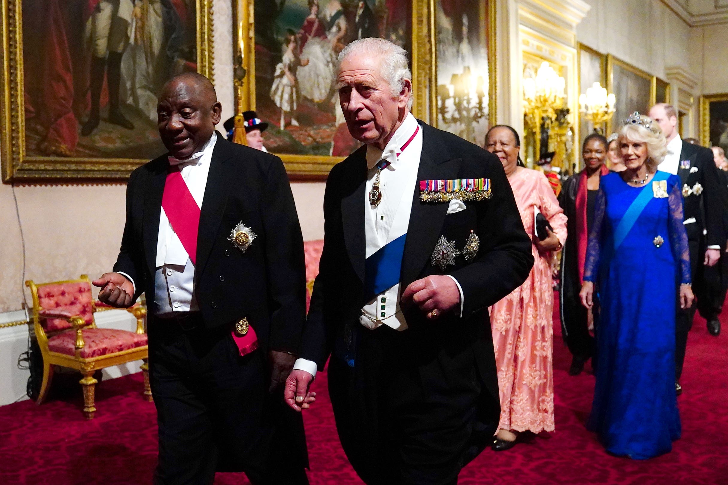 President Cyril Ramaphosa of South Africa with the King (Victoria Jones/PA)
