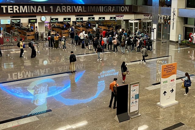 <p>No entry: Arrivals area at Hamad International Airport outside Doha</p>