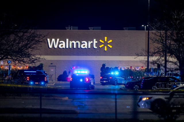 <p>Police on the scene of the mass shooting at a Walmart in Virginia </p>