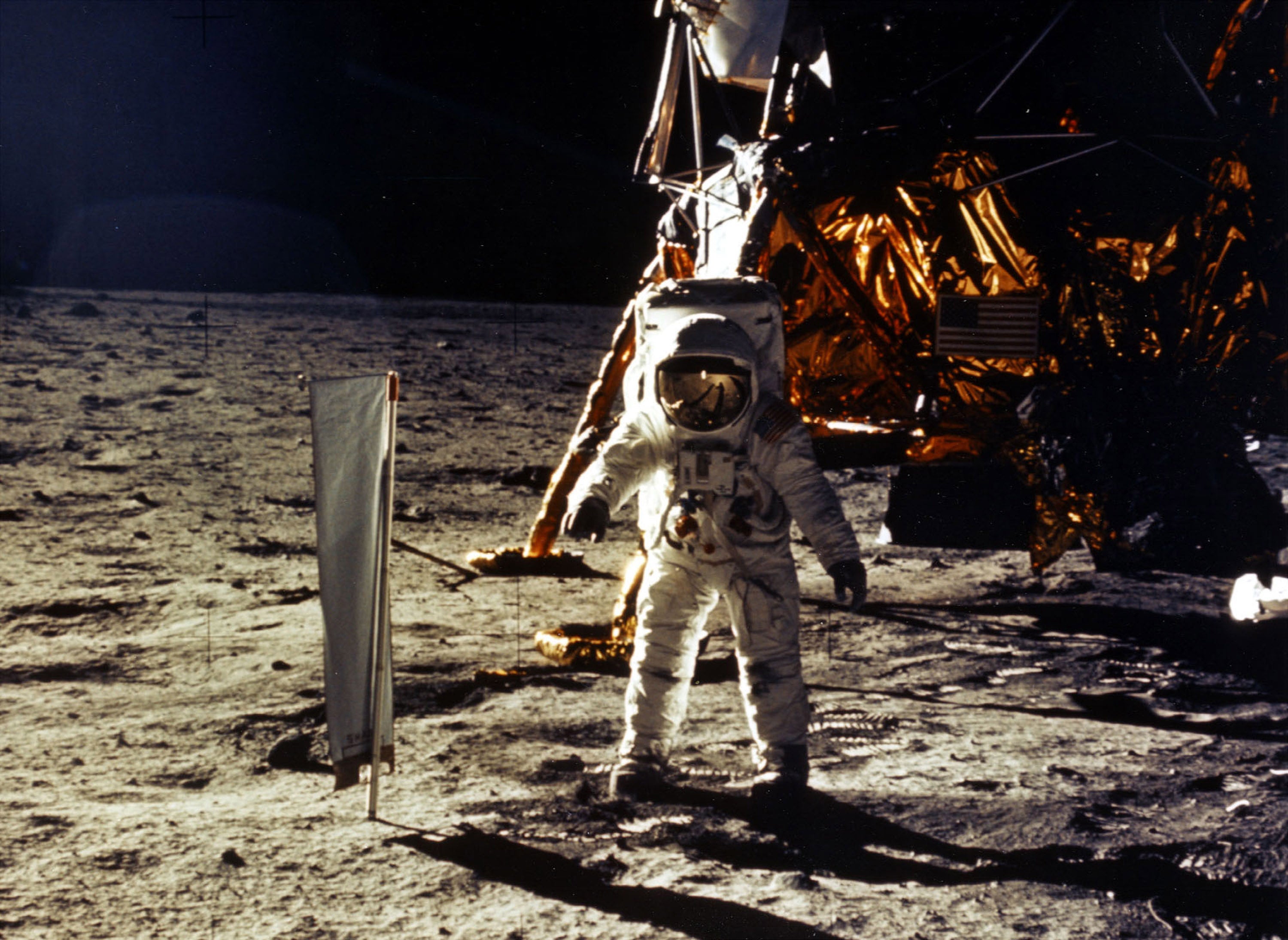 Buzz Aldrin is photographed by Neil Armstrong during the first moon landing in 1969