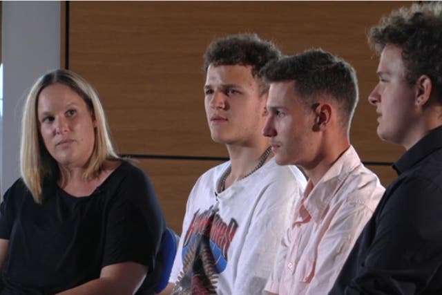 <p>Sarah Sands and her three sons (left to right) Reece, Bradley and Alfie</p>