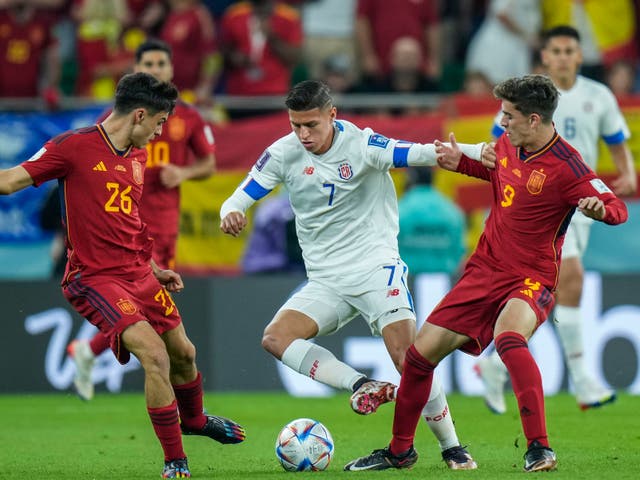 <p>Teenagers Pedri (left) and Gavi (right) stood out in Spain’s win over Costa Rica</p>