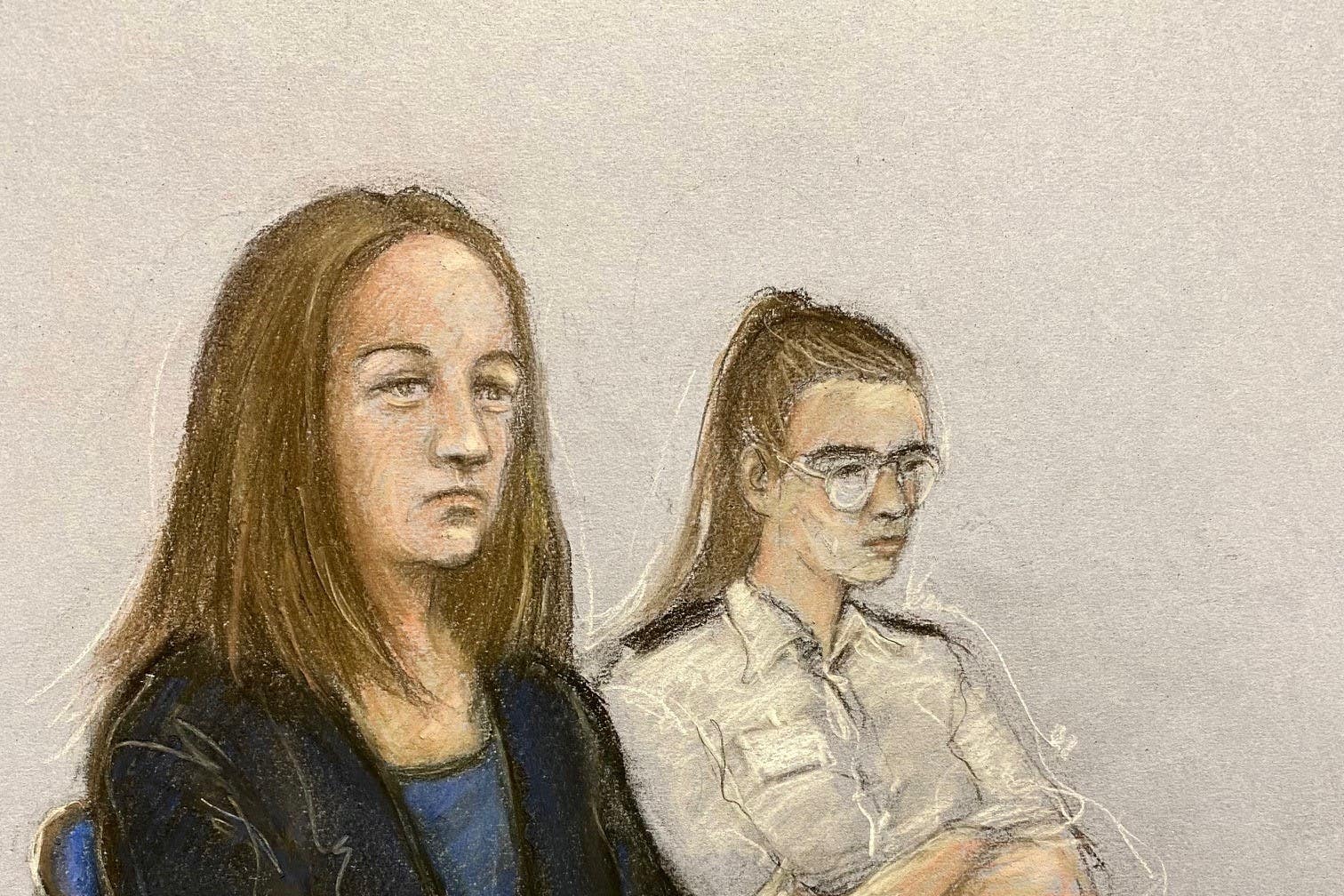 Court artist sketch by Elizabeth Cook of Lucy Letby (Elizabeth Cook/PA)