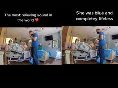 Delivery room camera captures father’s emotional reaction to wife’s ‘scariest’ experience giving birth