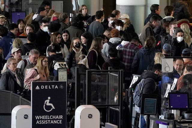 <p>A crowded airport is seen on Thanksgiving in 2022 </p>