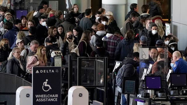 <p>A crowded airport is seen on Thanksgiving in 2022 </p>