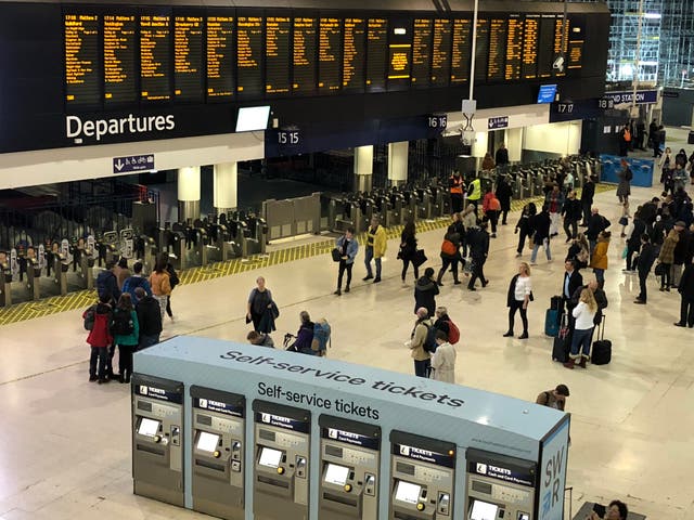 <p>Below par: between April 2021 and March 2022, the UK’s busiest station, London Waterloo, saw passenger numbers halve compared with before the pandemic</p>