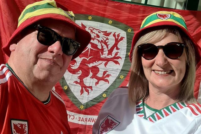 Wales fan Nigel Harris (left) and his wife Barbara (right) (Nigel Harris)