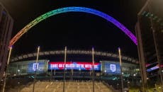 Wembley arch lit up in rainbow colours as England face USA in World Cup clash