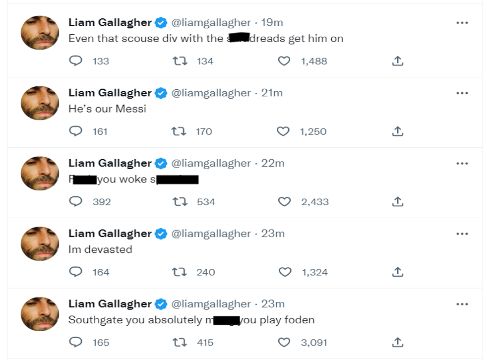 <p>Liam Gallagher tweets</p>
