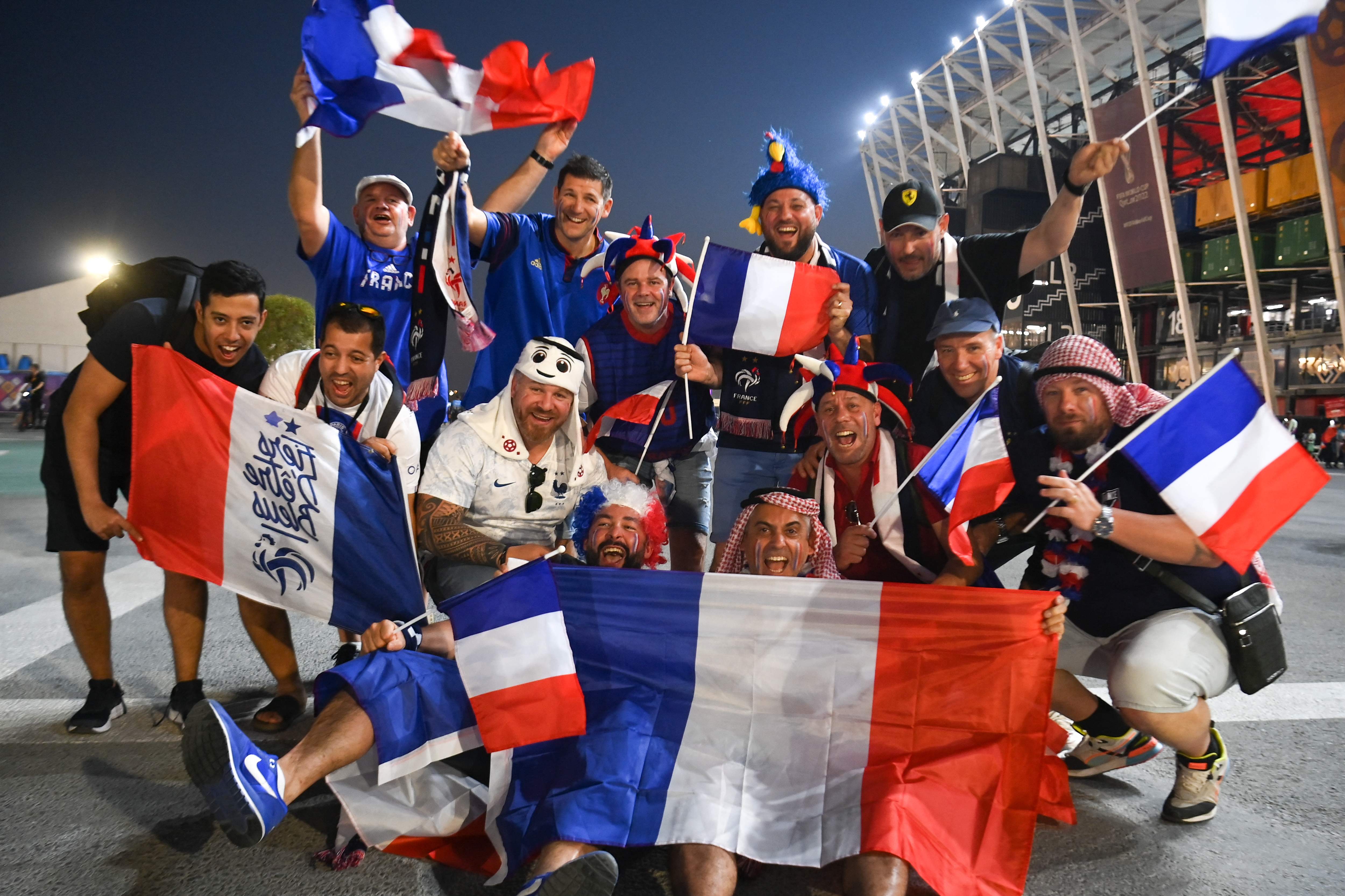 France fans outside the stadium in Doha