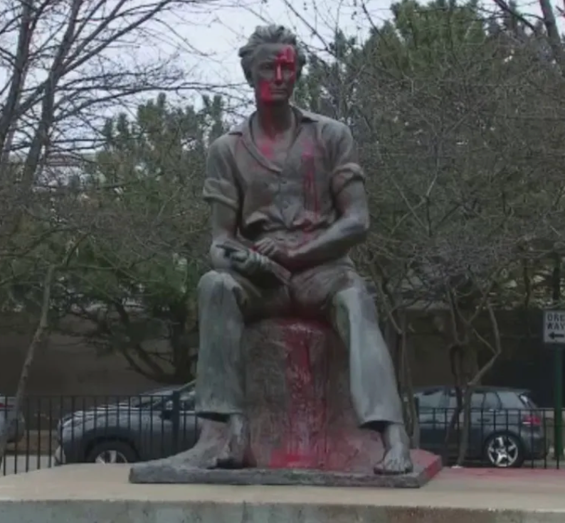 An Abraham Lincoln statue in Chicago was defaced for a second time in two months