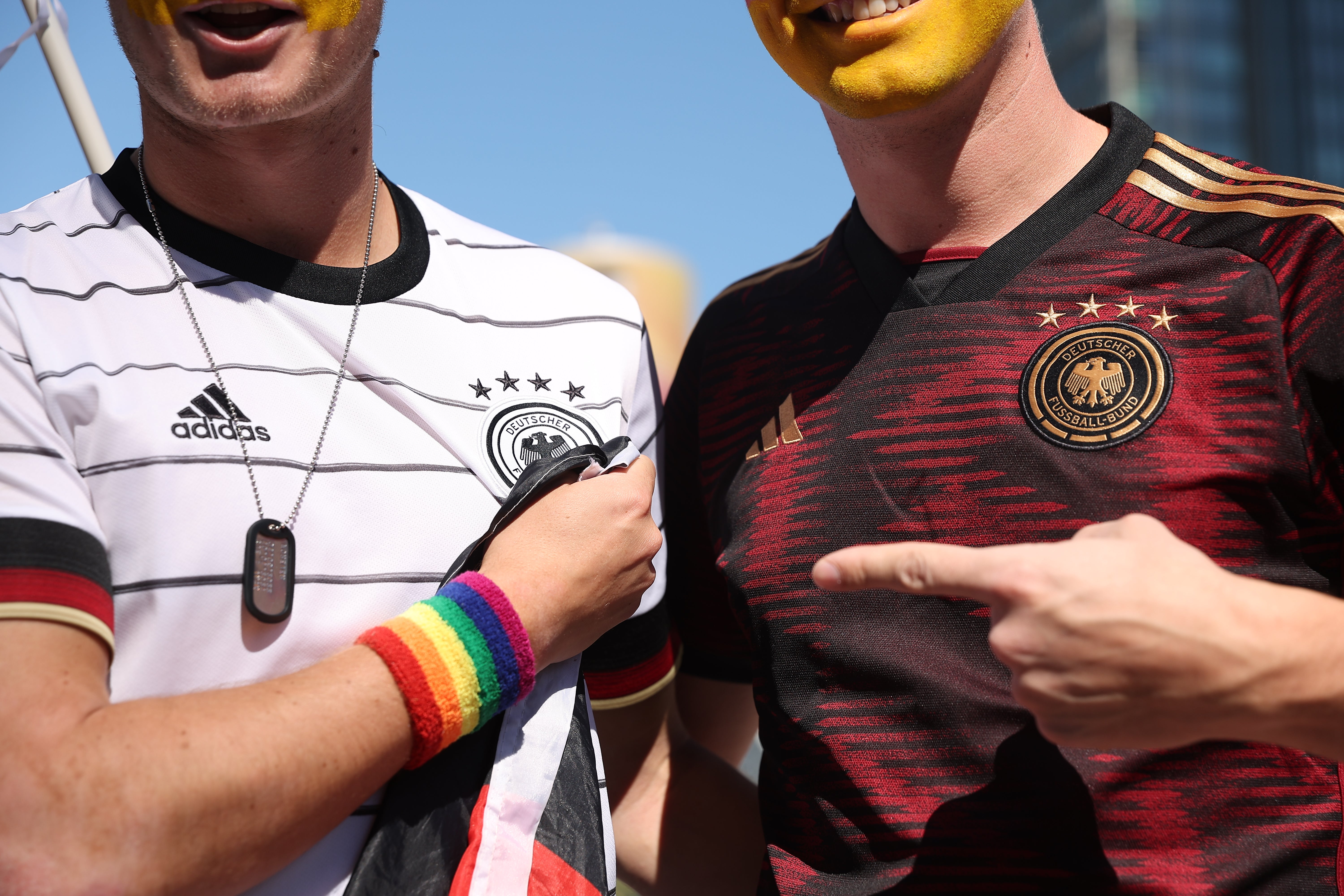 Germany fans wear a rainbow wristband in Qatar