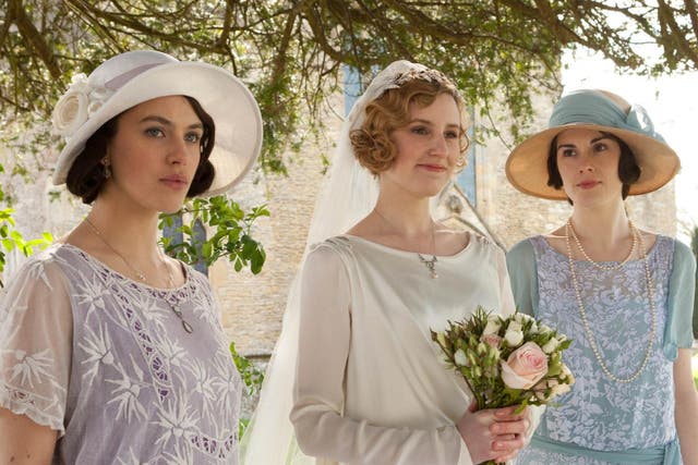 <p>Jessica Brown Findlay, Laura Carmichael and Michelle Dockery in ‘Downton Abbey’</p>