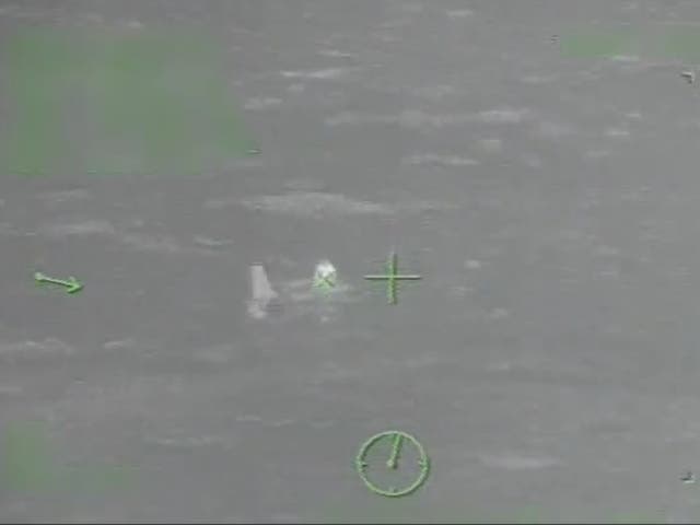 <p>Footage of the man once he was spotted at sea</p>