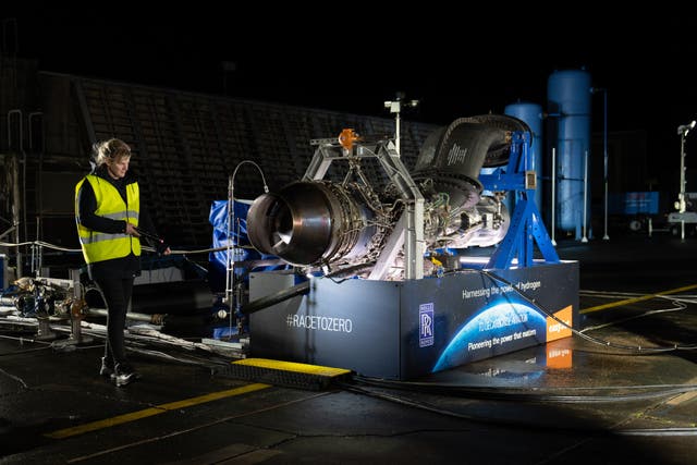 Low-cost airline easyJet and aerospace manufacturer Rolls-Royce said they have powered a concept aircraft engine with hydrogen in a world-first (Rolls-Royce/PA)