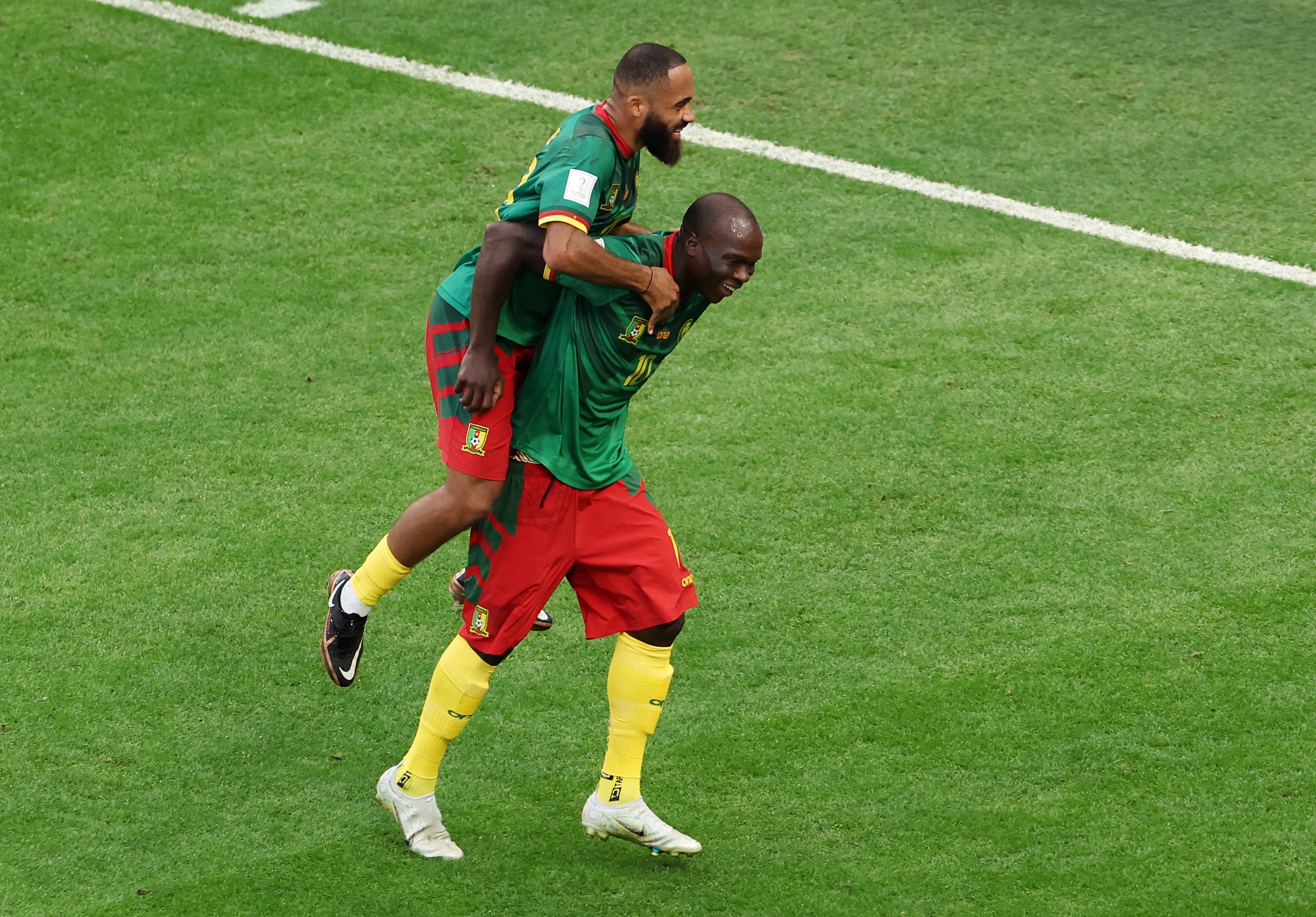 Vincent Aboubakar (right) changed the game with his goal and assist for Eric Maxim Choupo-Moting